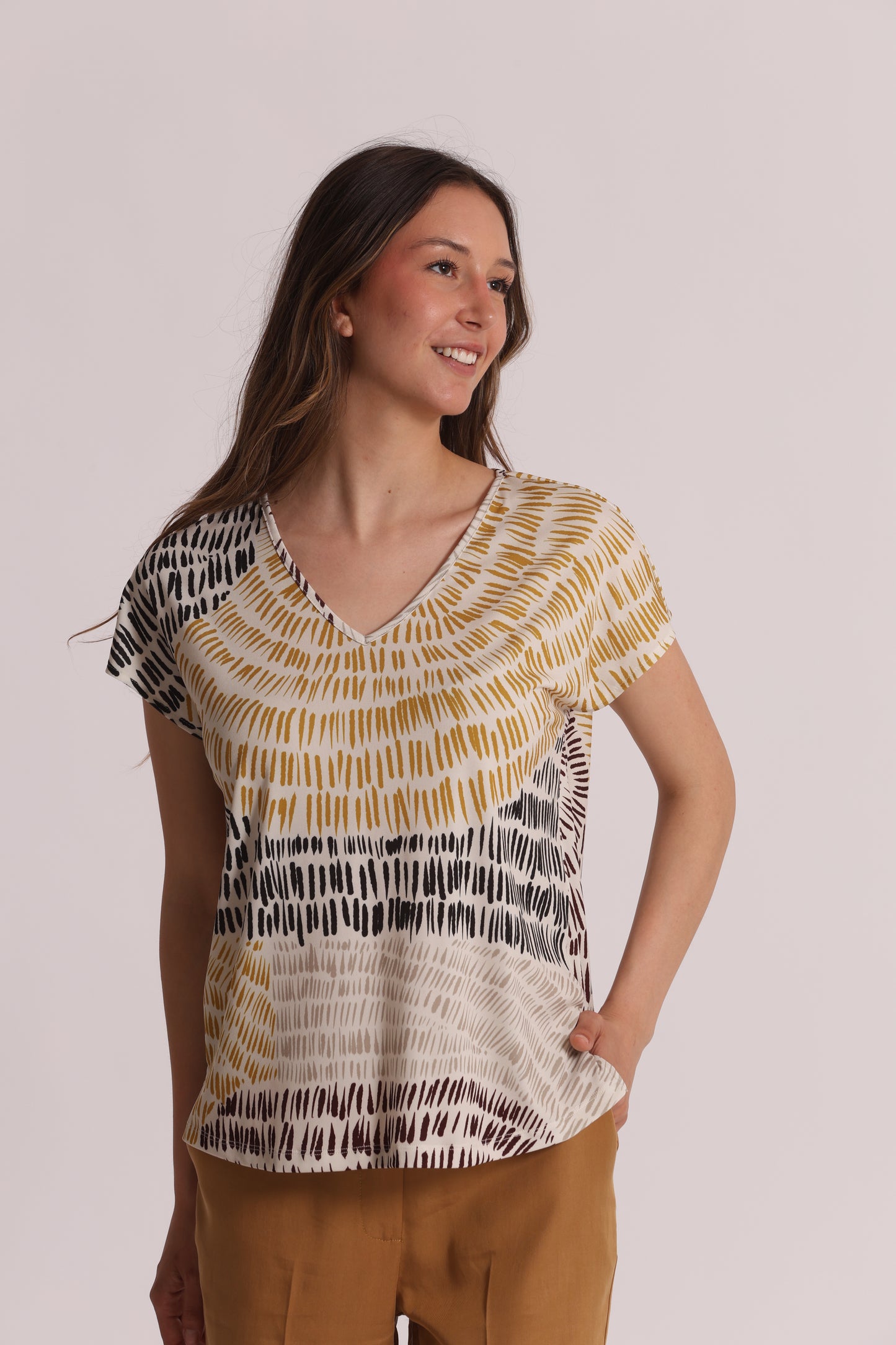 BLUSA A MANICHE CORTE IN ITY IN FANTASIA