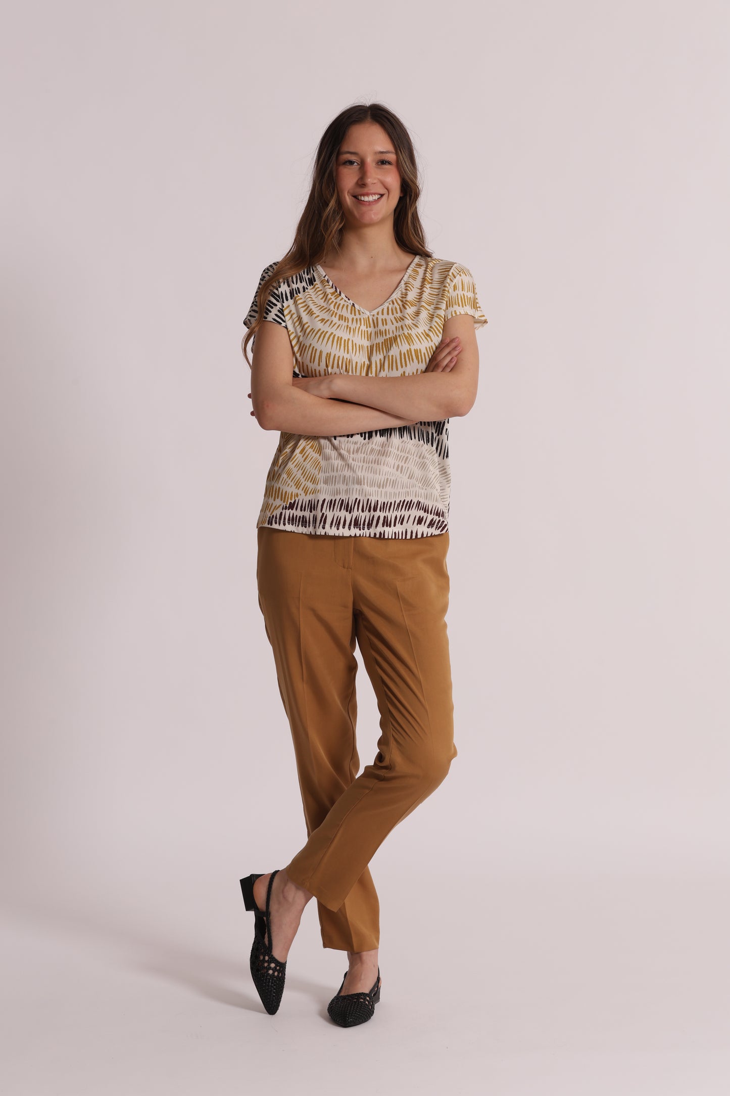 BLUSA A MANICHE CORTE IN ITY IN FANTASIA