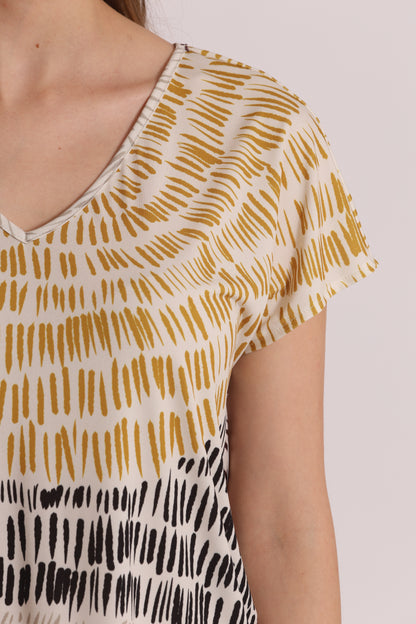 BLUSA A MANICHE CORTE IN ITY IN FANTASIA