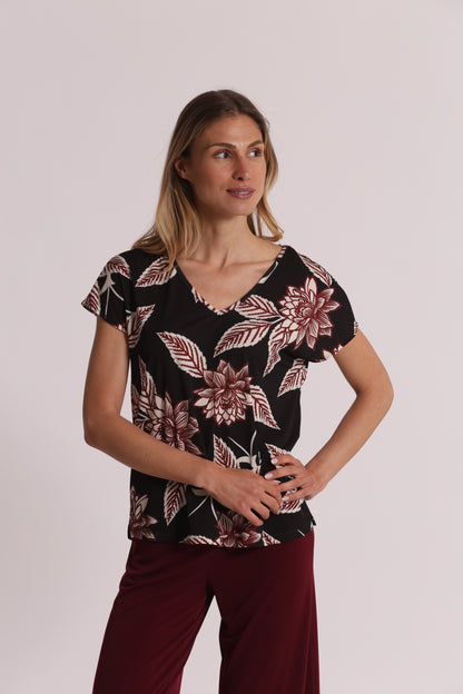 BLUSA A MANICHE CORTE IN ITY IN FANTASIA