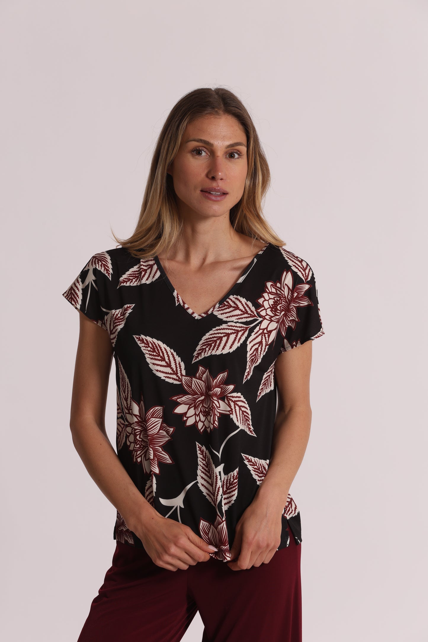BLUSA A MANICHE CORTE IN ITY IN FANTASIA
