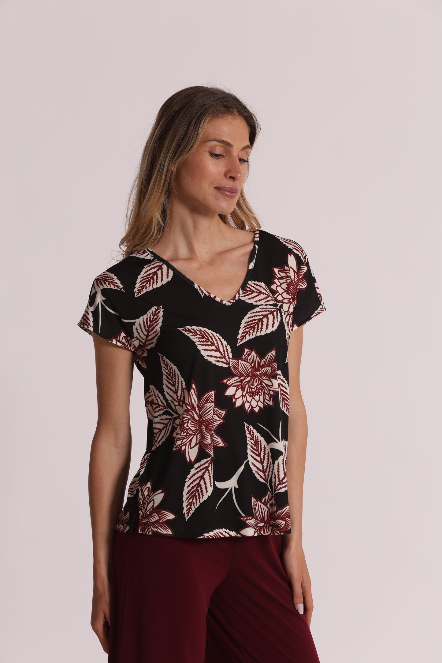 BLUSA A MANICHE CORTE IN ITY IN FANTASIA