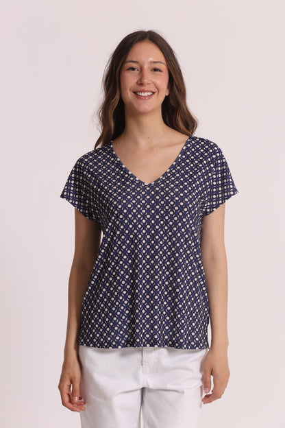 BLUSA A MANICHE CORTE IN ITY IN FANTASIA