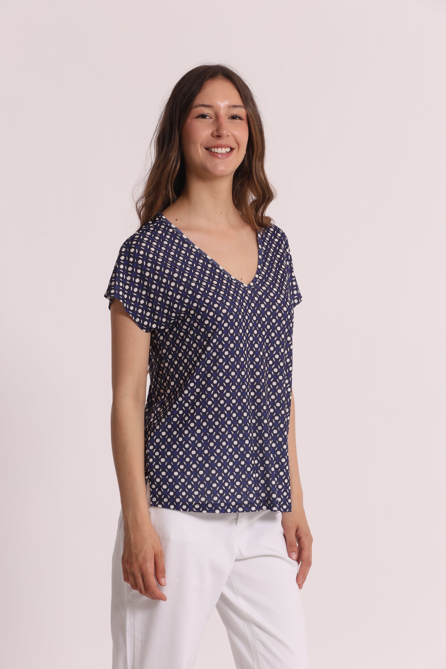 BLUSA A MANICHE CORTE IN ITY IN FANTASIA