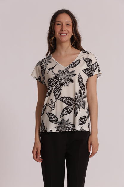 BLUSA A MANICHE CORTE IN ITY IN FANTASIA