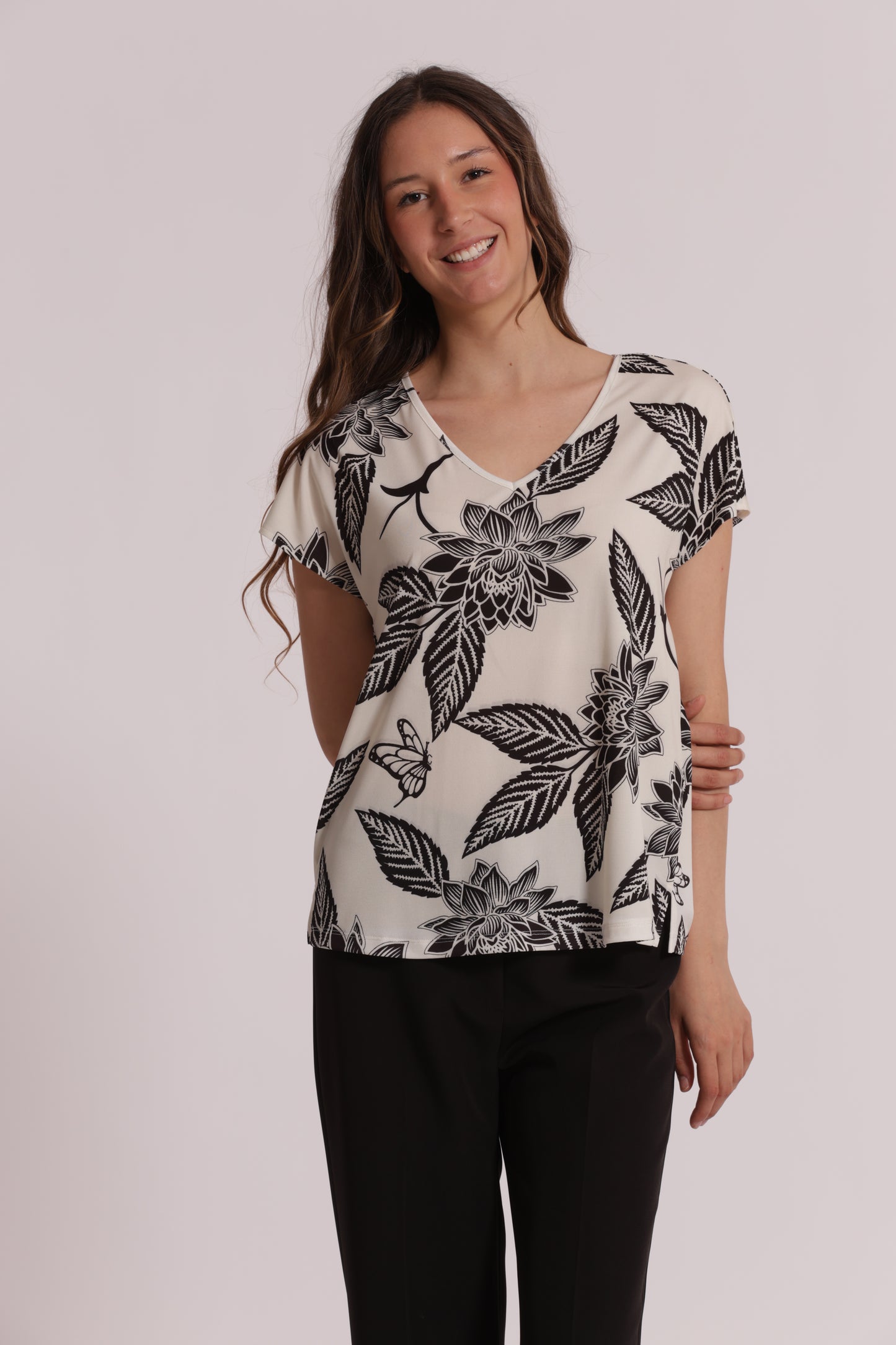 BLUSA A MANICHE CORTE IN ITY IN FANTASIA