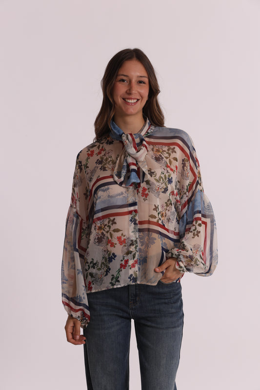 BLUSA FANTASIA FLORA DETTAGLIO FIOCCO