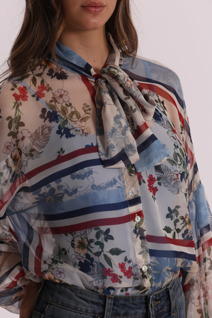 BLUSA FANTASIA FLORA DETTAGLIO FIOCCO