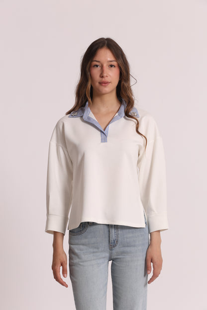 FELPA CROPPED CON DETTAGLI GIOIELLO