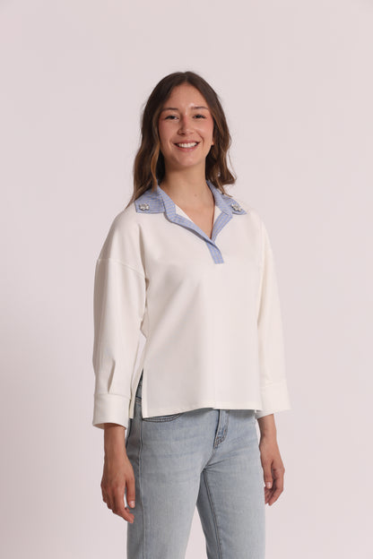 FELPA CROPPED CON DETTAGLI GIOIELLO