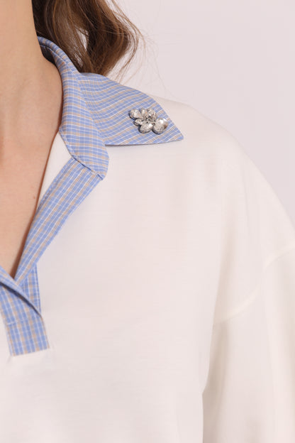 FELPA CROPPED CON DETTAGLI GIOIELLO