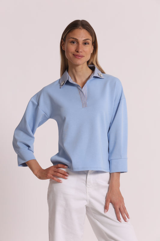 FELPA CROPPED CON DETTAGLI GIOIELLO