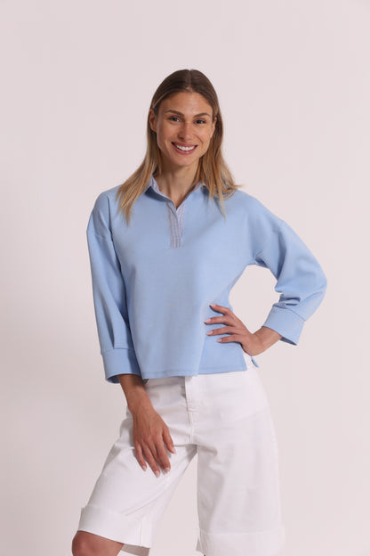 FELPA CROPPED CON DETTAGLI GIOIELLO