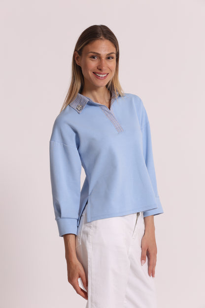 FELPA CROPPED CON DETTAGLI GIOIELLO