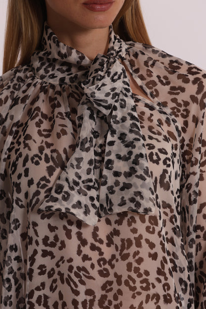 BLUSA ANIMALIER CON FIOCCO