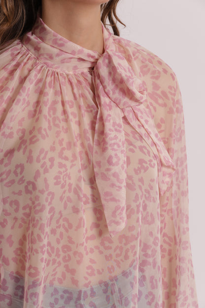 BLUSA ANIMALIER CON FIOCCO