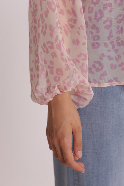 BLUSA ANIMALIER CON FIOCCO