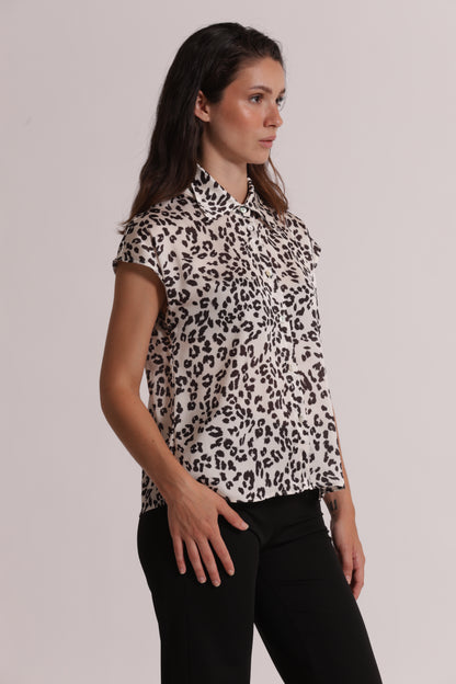 CAMICIA MANICHE CORTE ANIMALIER