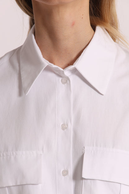 CAMICIA CROPPED OXFORD CON TASCHE