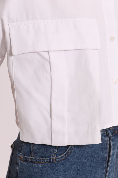 CAMICIA CROPPED OXFORD CON TASCHE