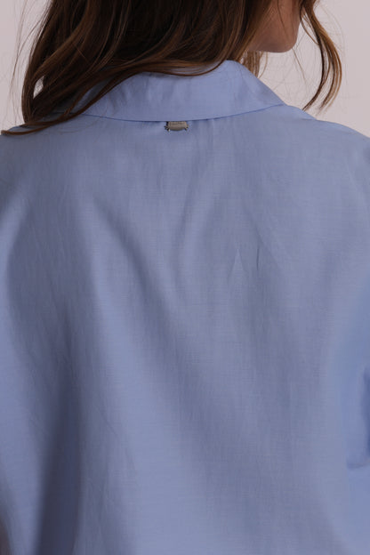 CAMICIA CROPPED OXFORD CON TASCHE