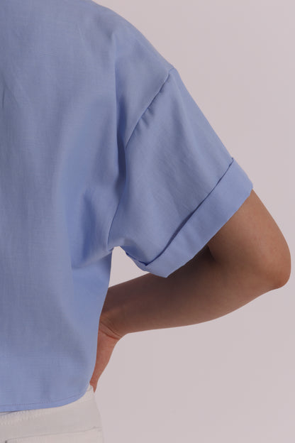 CAMICIA CROPPED OXFORD CON TASCHE