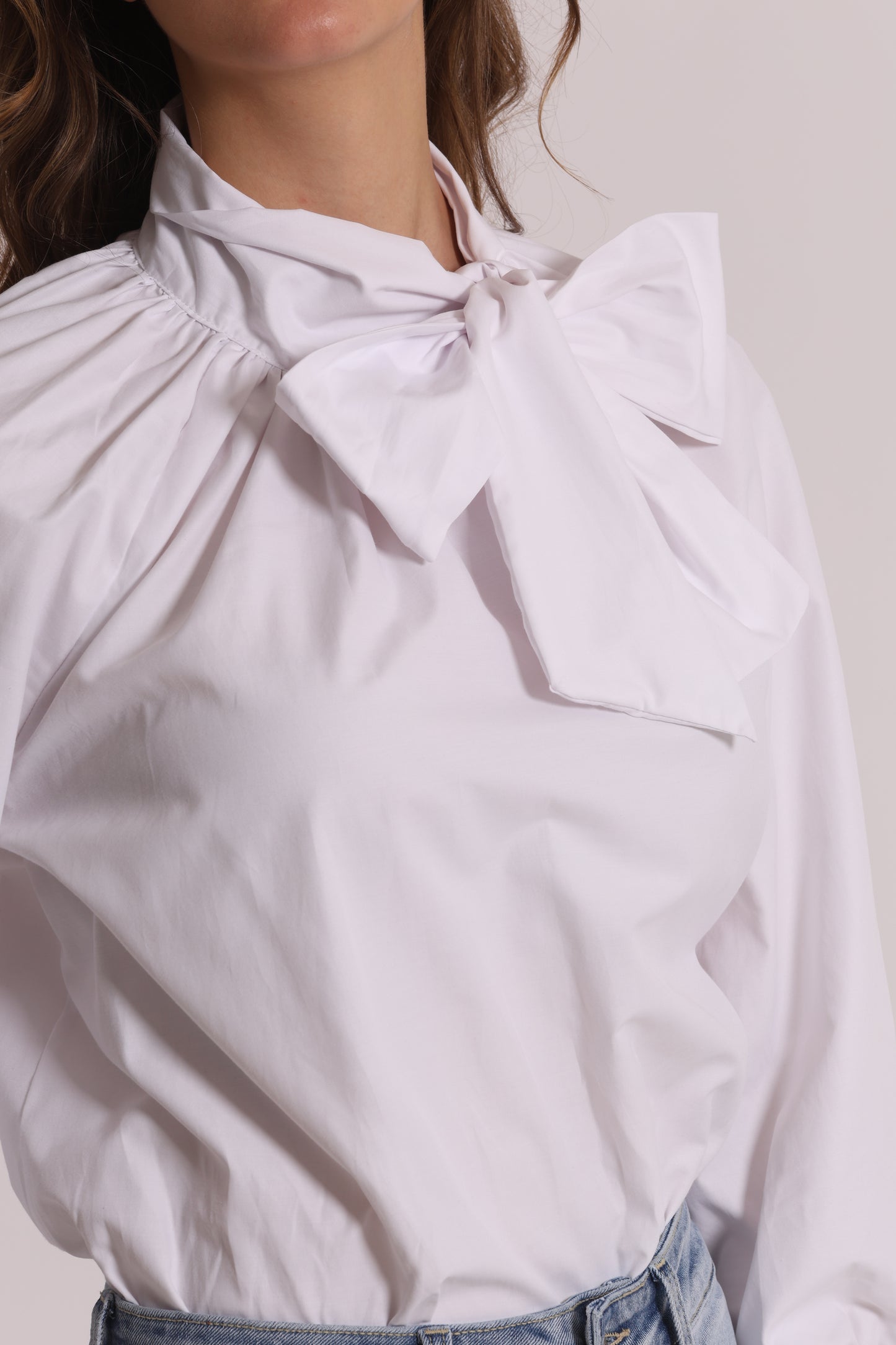 BLUSA A MANICHE LUNGHE CON DETTAGLIO FIOCCO