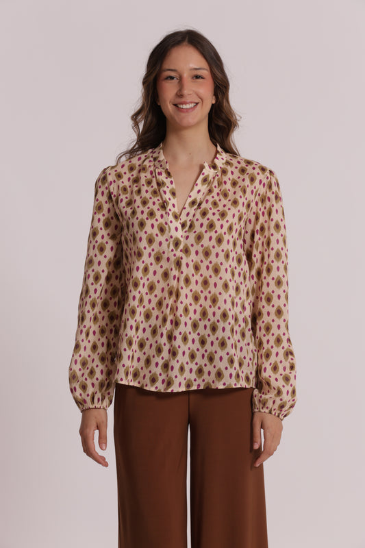 BLUSA A MANICHE LUNGHE FANTASIA ROMBI