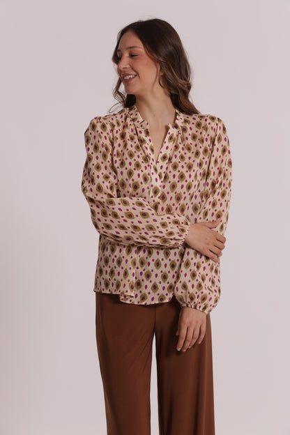 BLUSA A MANICHE LUNGHE FANTASIA ROMBI