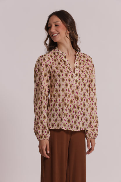 BLUSA A MANICHE LUNGHE FANTASIA ROMBI