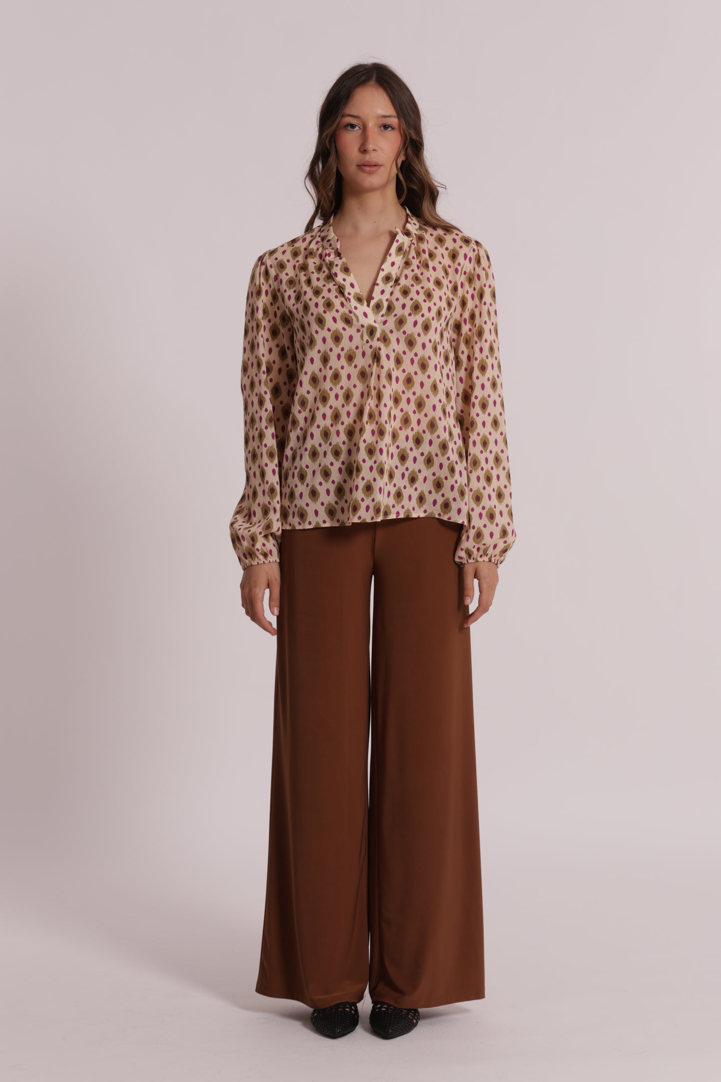 BLUSA A MANICHE LUNGHE FANTASIA ROMBI