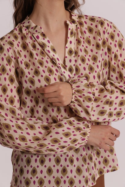 BLUSA A MANICHE LUNGHE FANTASIA ROMBI