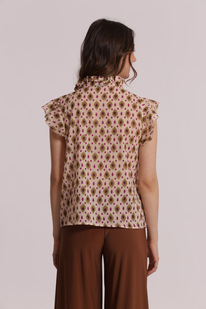 BLUSA A MANICHE CORTE FANTASIA ROMBI