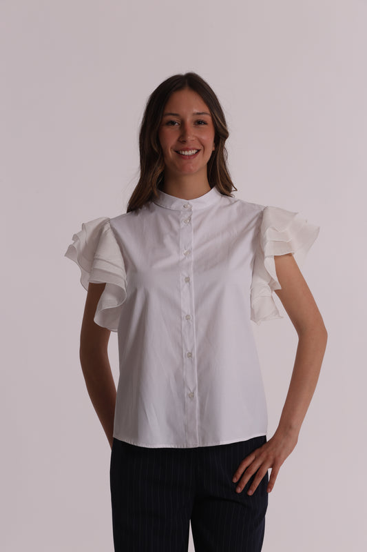CAMICIA A MANICHE CORTE CON MANICHE VOULANT