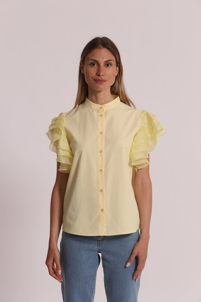 CAMICIA A MANICHE CORTE CON MANICHE VOULANT