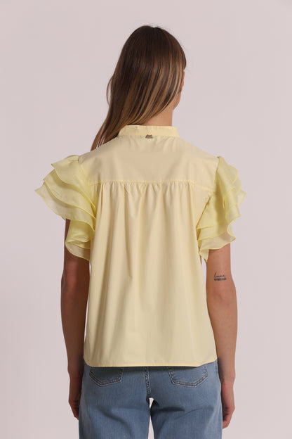 CAMICIA A MANICHE CORTE CON MANICHE VOULANT