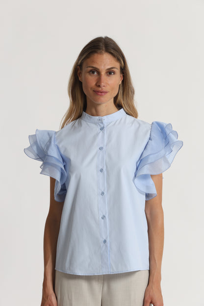 CAMICIA A MANICHE CORTE CON MANICHE VOULANT