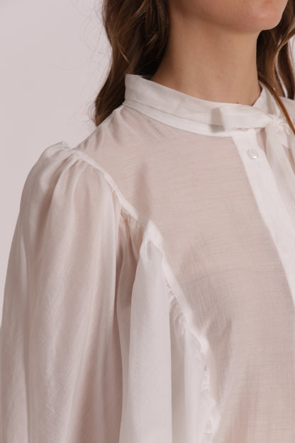 BLUSA A MANICHE LUNGHE EFFETTO CHIFFON