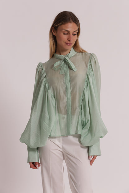 BLUSA A MANICHE LUNGHE EFFETTO CHIFFON