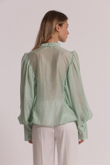 BLUSA A MANICHE LUNGHE EFFETTO CHIFFON