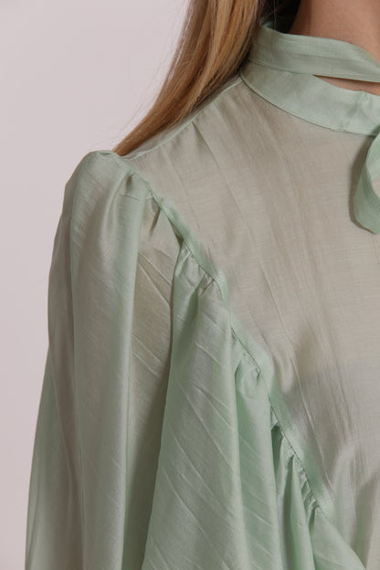BLUSA A MANICHE LUNGHE EFFETTO CHIFFON