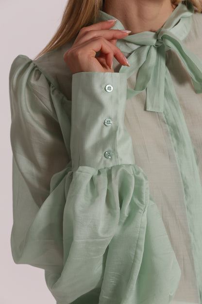 BLUSA A MANICHE LUNGHE EFFETTO CHIFFON