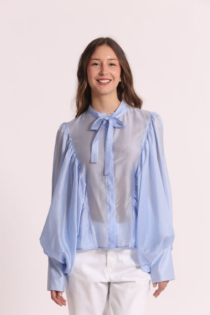 BLUSA A MANICHE LUNGHE EFFETTO CHIFFON