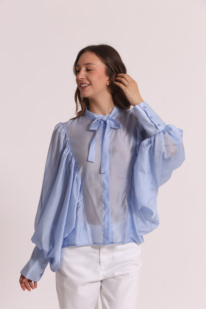 BLUSA A MANICHE LUNGHE EFFETTO CHIFFON