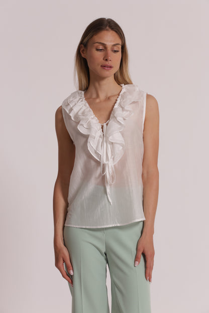 BLUSA SMANICATA CON ROUCHES