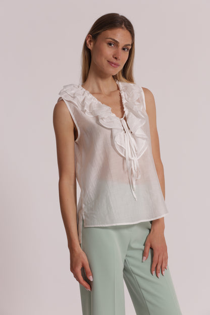 BLUSA SMANICATA CON ROUCHES
