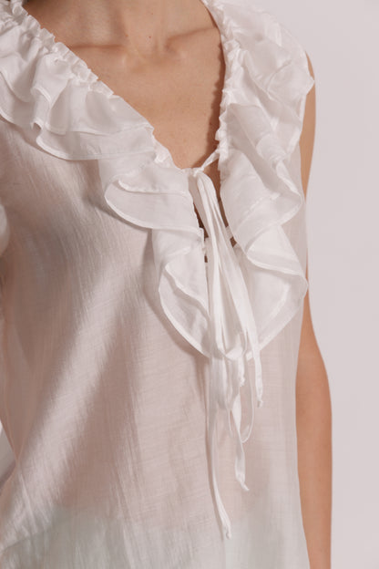 BLUSA SMANICATA CON ROUCHES