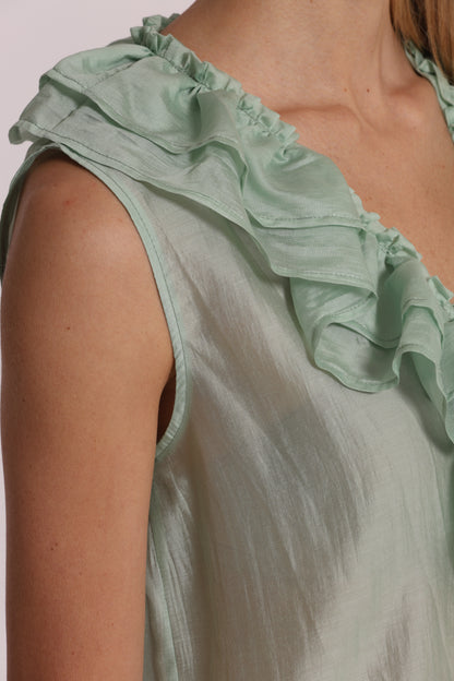 BLUSA SMANICATA CON ROUCHES