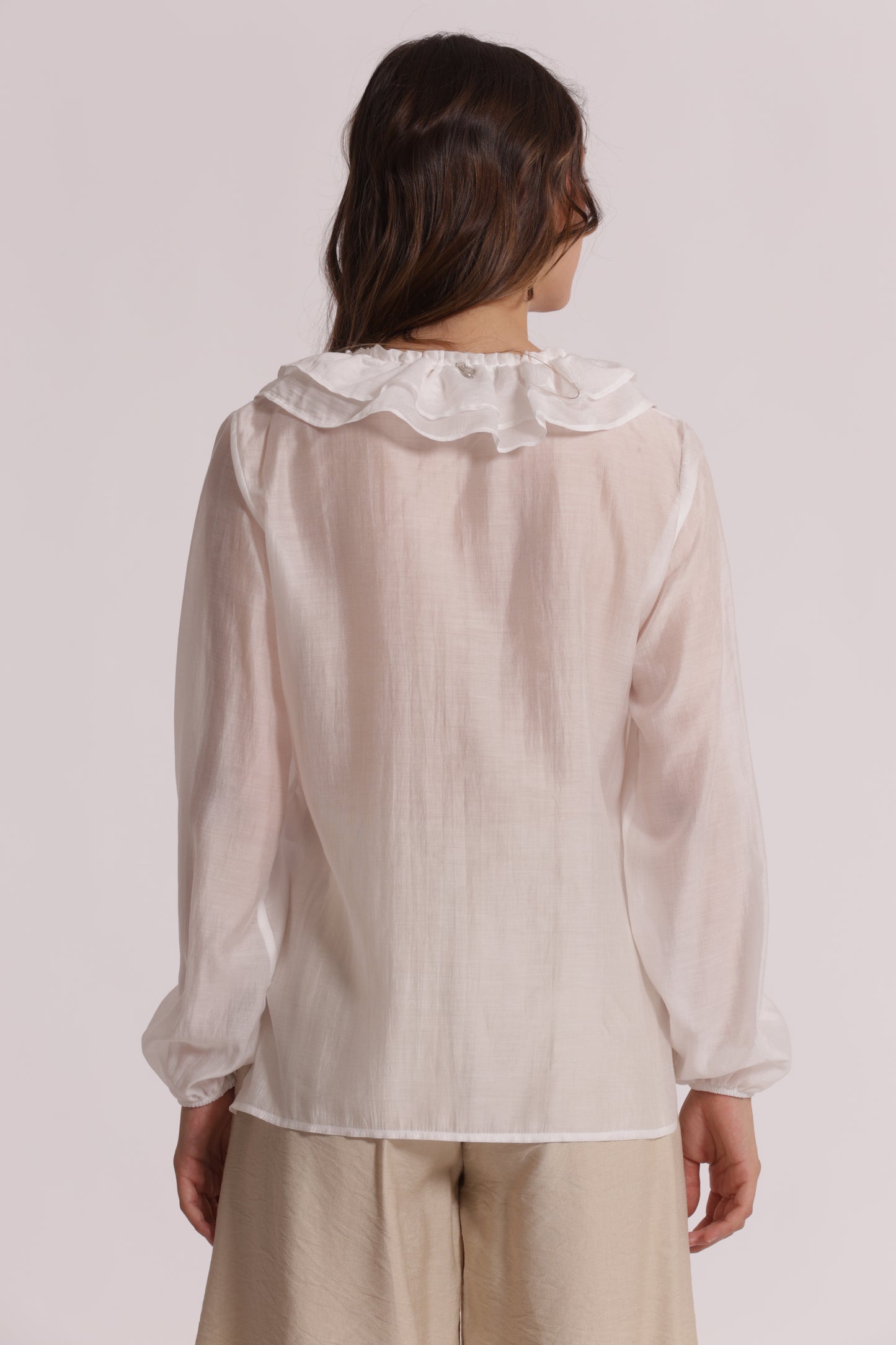 BLUSA A MANICHE LUNGHE CON ROUCHES