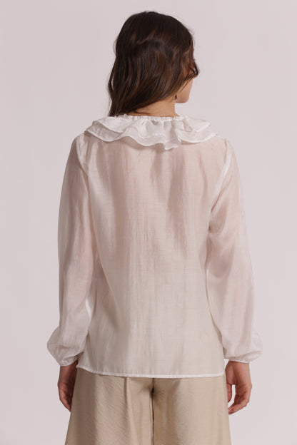 BLUSA A MANICHE LUNGHE CON ROUCHES